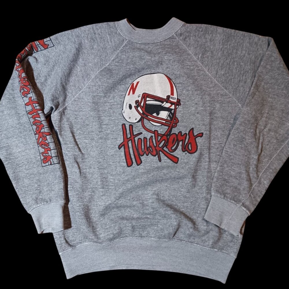 Vintage Nebraska Huskers Crewneck Sweatshirt Big Red Football 1980's Medium